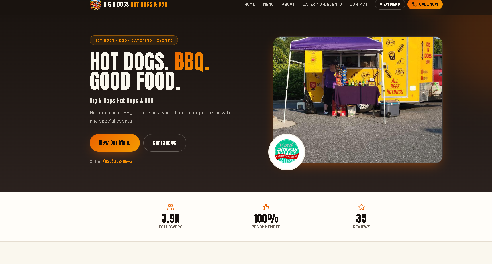 Dig N Dogs Hot Dogs & BBQ homepage designed by OFFPAG3