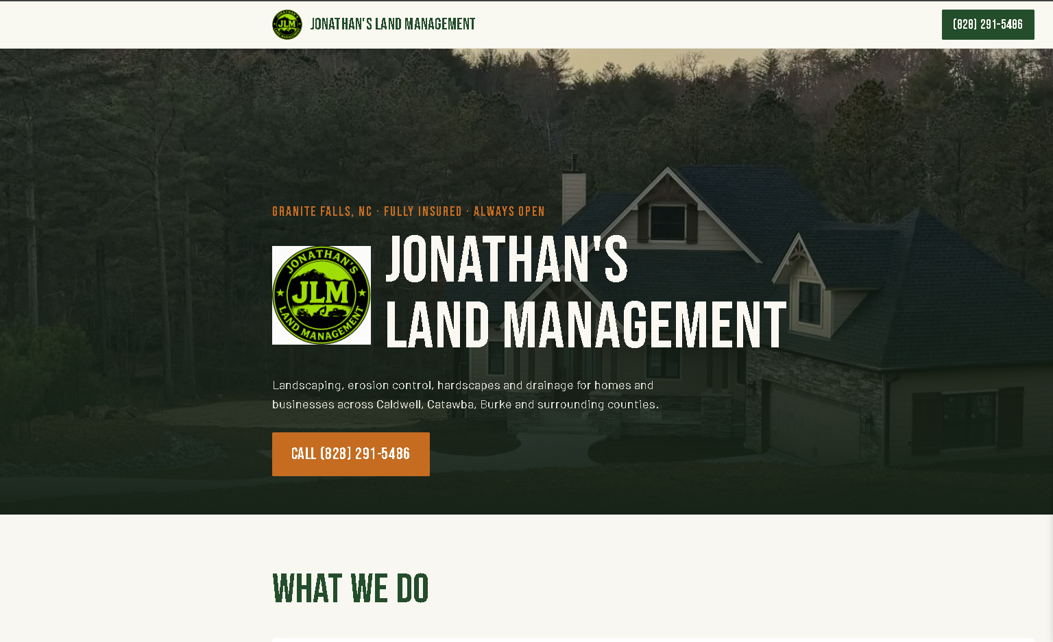 Jonathan's Land Management homepage designed by OFFPAG3